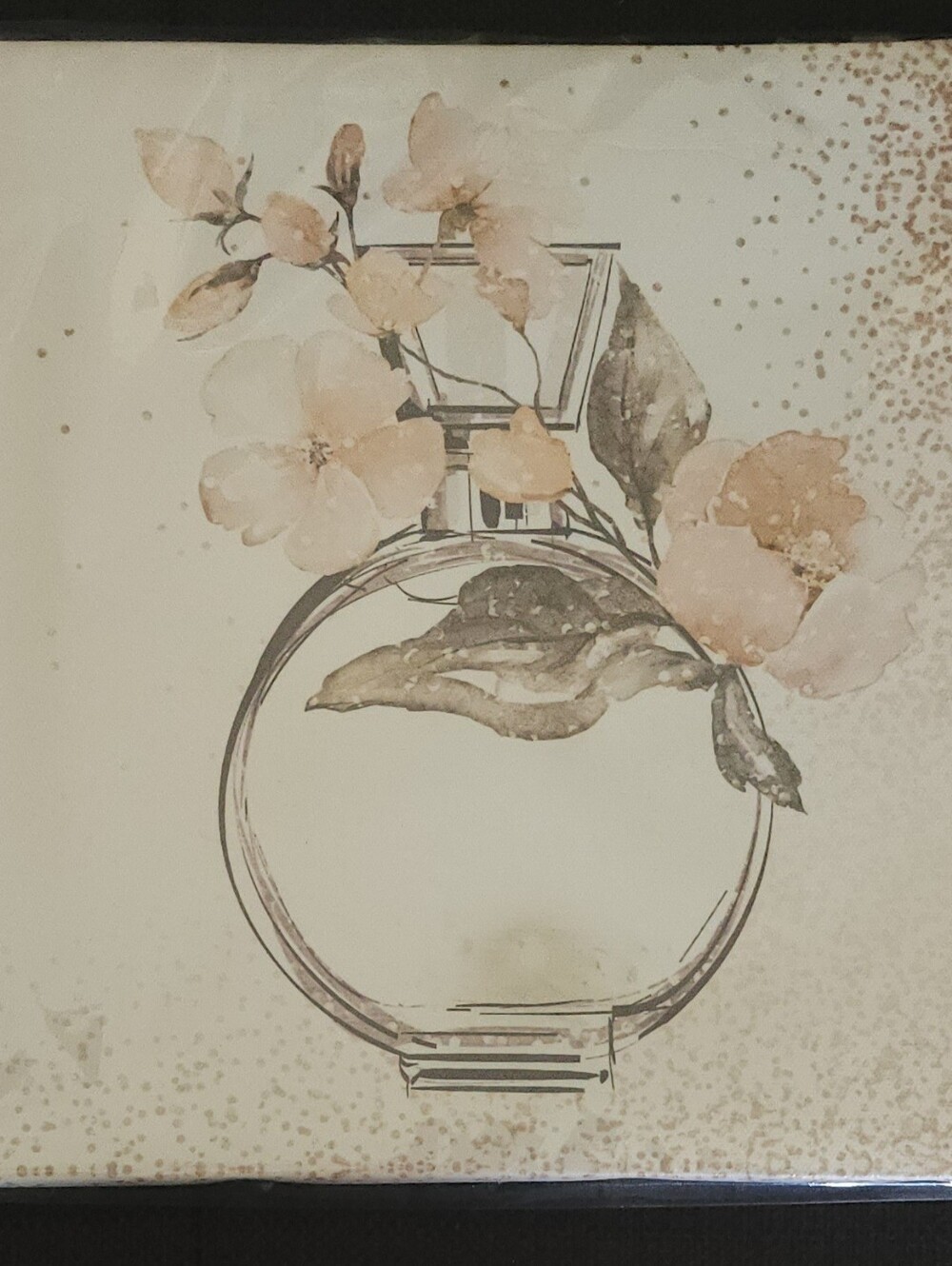 Floral Perfume Bottle Wall Art - Cream and Pink Home Accent